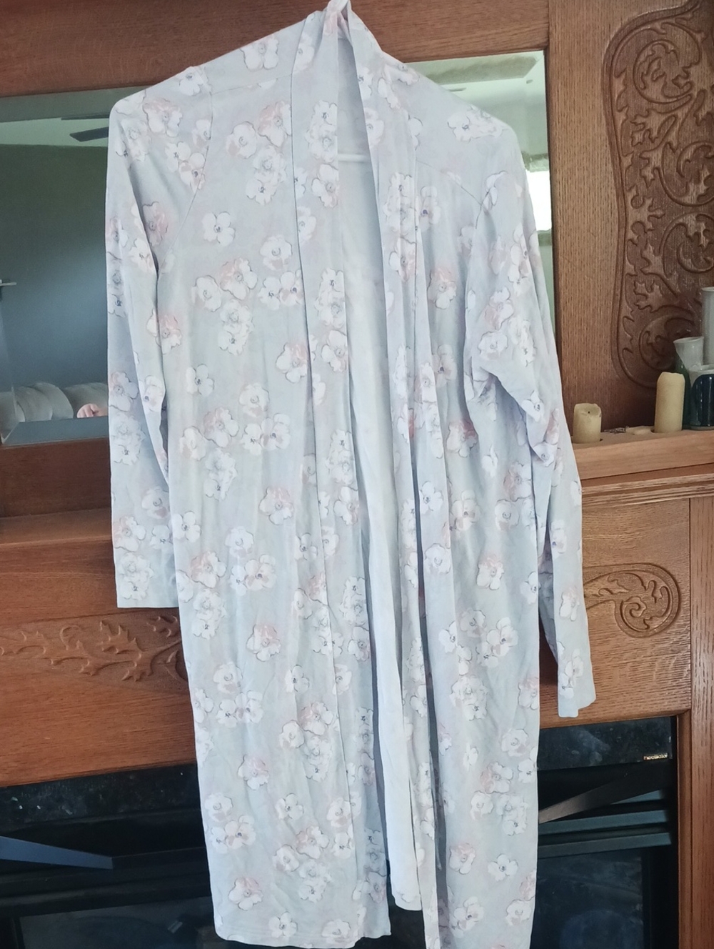 XS/S Latched Mama Pale Blue Floral Long Robe
